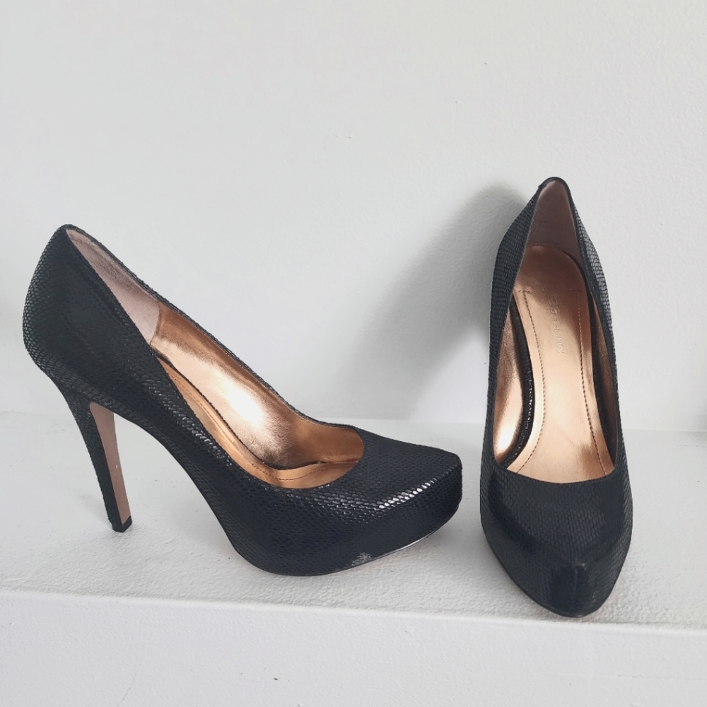 BCBGeneration Snakeskin Black Heels
